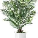 Palm Tree 5FT Artificial, 60in Tall Faux Palm Tree with 15.7 White Planter, Fake Potted Tree for Indoor & Outdoor Home Office Decor