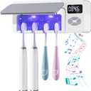 Toothbrush Holder with UV Cleaning, Multifunctional Bathroom Wall Mounted Toothbrush Holder with Bluetooth Music Player, 4000mAh USB Charging, Electric Toothbrushes Organizer