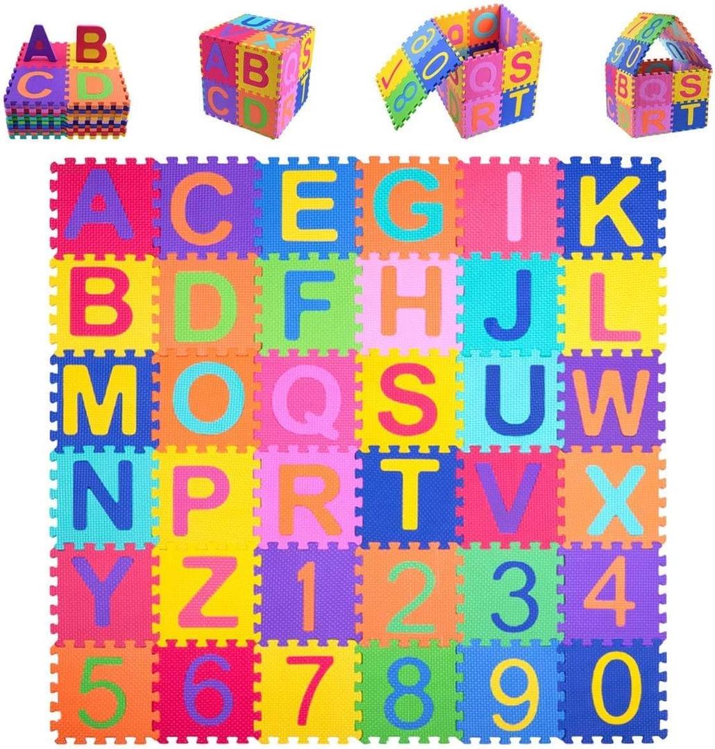 Kangler Kids Foam Puzzle Play Mat (36-Piece Set) 5.9inch x 5.9inch Interlocking EVA Floor Tiles with Alphabet and Numbers Kangler Kids Foam Puzzle Play Mat (36-Piece Set) 5.9inch x 5.9inch Interlocking EVA Floor Tiles with Alphabet and Numbers