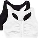 Fruit of the Loom Women's Front Close Builtup Sports Bra (34, Black Hue/White)