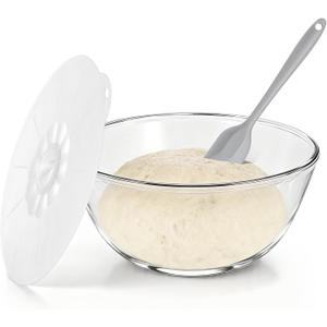 Keway 4.7 Quart Large Glass Mixing Bowl with Lid,Large Glass Bowl for Sourdough Bread Making,Kitchen Salad Bread Storage