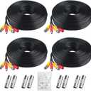 BNC Cable, 200ft 4Pack All-in-One Siamese Video and Power Security Camera Wire Cord with 2 Female Connectors for All Max 5MP HD CCTV DVR Surveillance System