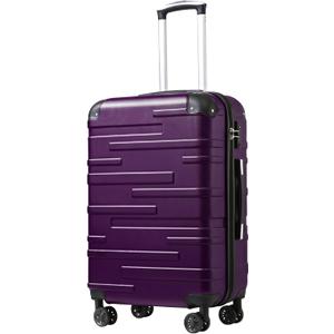 Coolife Luggage Suitcase Carry-on Hardside Travel Luggage TSA Lock Spinner Telescopic Handle (M(24in), purple)