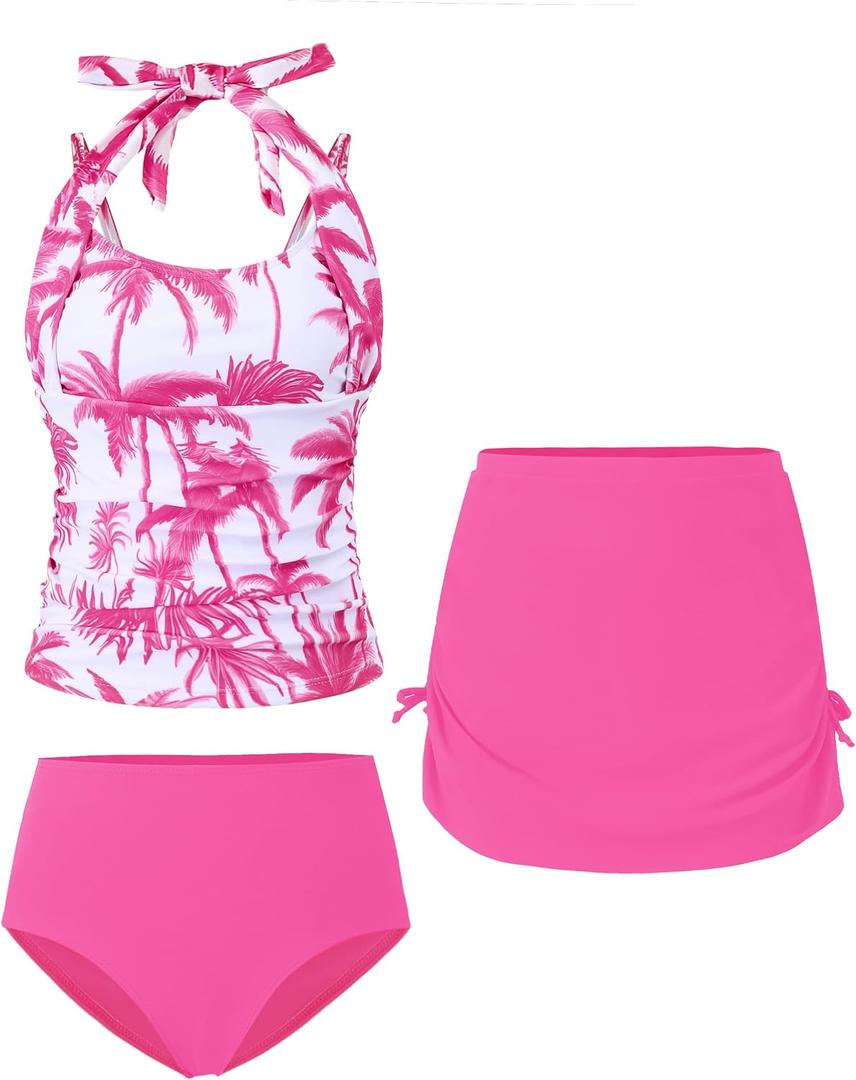 Teen Girls Swimsuits Halterneck Tankini Bathing Suits for 7-16