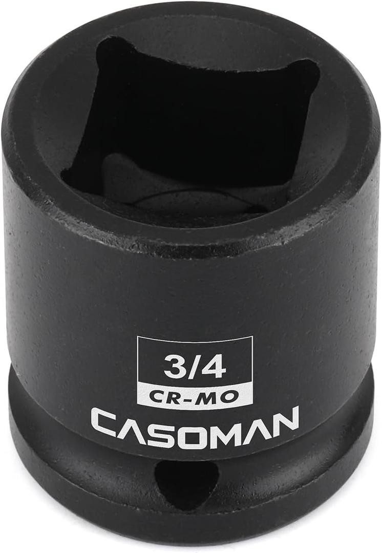 CASOMAN 1/2"Drive 3/4" Budd Wheel Impact Socket, 4-Point Square Socket, CR-MO