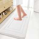 Arotive Memory Foam Bathroom Rug Mat 47x17, Ultra Soft and Absorbent Bath Mat, Machine Wash Dry, Comfortable Bath Rug Carpet for Bathroom Floor, Tub and Shower, Ivory