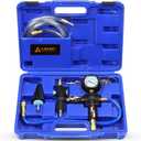 Coolant Vacuum Refill Kit, Cooling System Radiator Vacuum Purge & Fill Tool Kit, Automotive Coolant Filler with Universal Adapter Hoses for Car Motorcycle Truck Airlift Use Blue