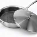 12 Inch Frying Pan Non Stick with Lid, Tri-ply Stainless Steel Saute Pan 5.2QT with Stainless Steel Lid, Fast and Even Heating Stay Cool Handles Induction Dishwasher & Oven Safe PFOA Free Cookware