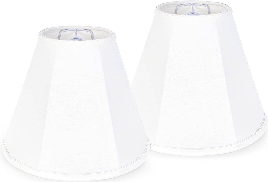 GO&SO White Bell Lamp Shades Set of 2 Small Beside Lampshades- 6" Top x 13" Bottom x 10.6" High(Spider) Traditional Linen Lamp Shade for Table Lamps - Replacement Lampshade - Assembly Required