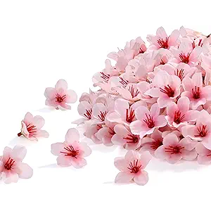 SITUMEIZI 100 Pcs Mini Pink Cherry Blossom Flowers Head Artificial Small Cherry Blossom Head Fake Mini Flowers for Home DIY Flower Wall Mother's Day Party Birthday Decor 1.6 inches