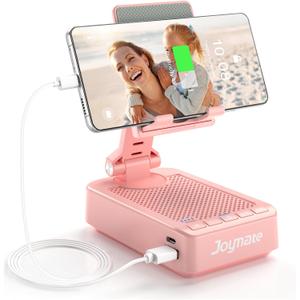 Gifts for Men Women, Phone Stand with Bluetooth Speaker and Charging Function 360 Rotable Angel Adjustable Cell Phone Holder with HD Stereo Sound Fits All Phones,Tablet (Pink)