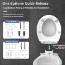 Raised Toilet seat 2.91 inch Round, 16.5 x 14.3inch Compatible | Soft Close + Quick-Release, Easy Clean, Bottom/Top Fixing, Safe Anti-Slip Pad Never Loosen, PP, White, 3 Years Support