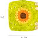 6 x INEBIZ Crochet Steering Wheel Cover Boho Sunflower Granny Squares Pattern Green Car Decor Cute Accessories for Women
