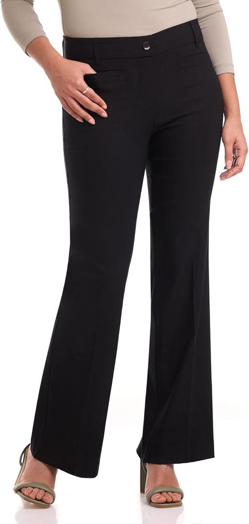 Rekucci Women's Ultra Stretch Pull-On Flared Leg Pant (6, Black)