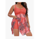 Daci Plus Size Two Piece Swim Dress with Shorts for Women Mesh Swimsuits Flowy Bathing Suits,26W