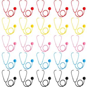 Leitee 25 Pieces Toy Stethoscope Bulk for Kid Real Working Stethoscope Disposable Plastic Doctor Nurse Costume Accessories for School Classroom Career Day Doctor Halloween Cosplay Kit