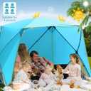 Old Bahama Bay Pop Up Beach Tent, Portable Shade Sun Shelter UPF50+ UV Protection for 4 Person Extendable Floor for Fishing Hiking Camping, Waterproof Windproof(Blue)