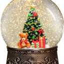 Christmas Snow Globes Lantern with Music, Christmas Tree Snow Globes with Swirling Glitter Effects, USB/Battery Powered with 6-Hour Timer, Holiday Decorations Indoor