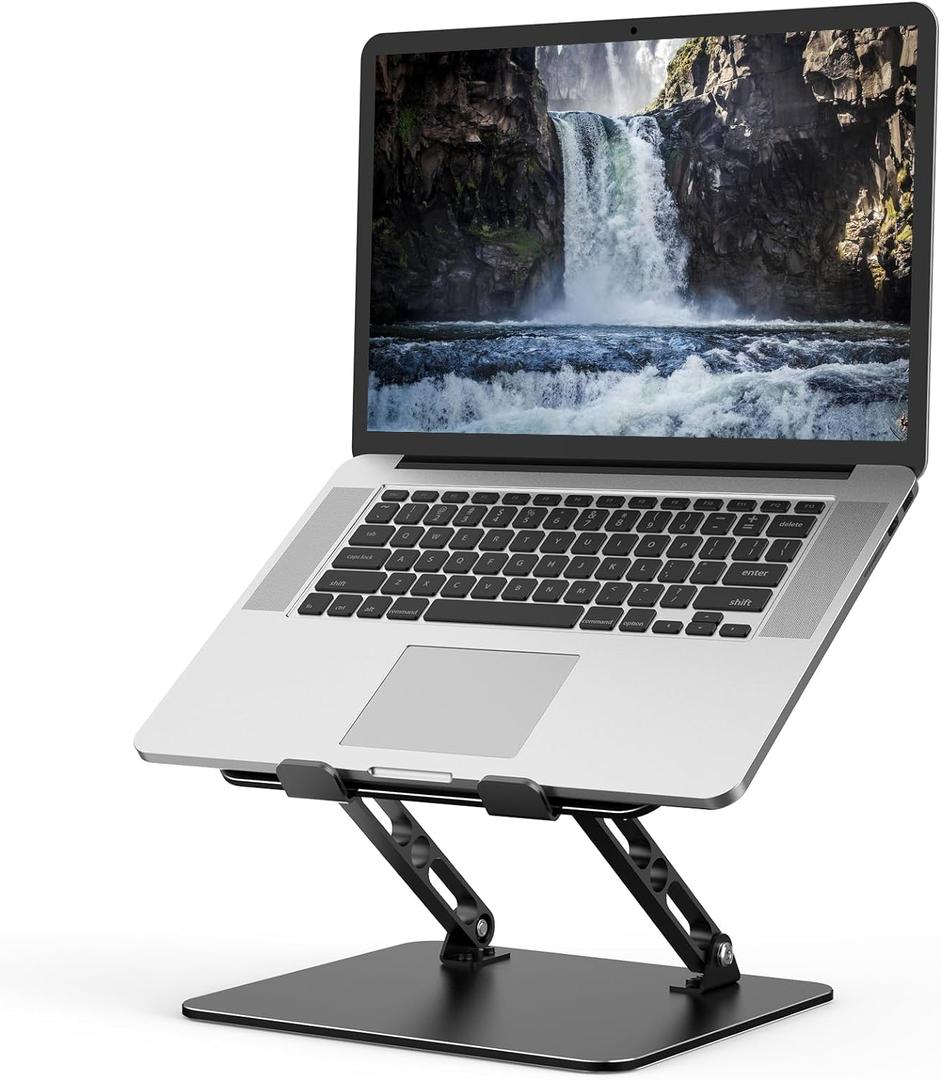 Adjustable Laptop Stand for Desk, Metal Foldable Laptop Riser Holder, Portable Desktop Book Stands, Ventilated Cooling Computer Notebook Stand Compatible with 10-15.6 Laptops