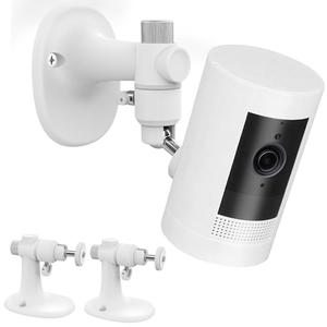 2Pack Wall Mount Bracket for Ring Stick Up Cam & Ring Outdoor Cam Plus, Adjustable Durable Mount Stand Also fit for eufy Arlo Simpllisafe Cam, Drill or No Drill Two Ways Installation Strong Adhesive