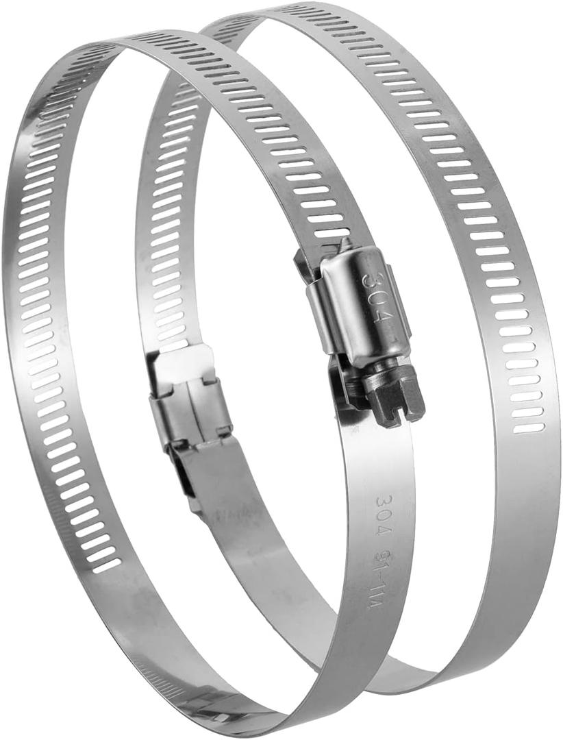 Marine Grade 316 Stainless Steel Hose Clamps 10 inch, Adjustable Worm Gear Screw Duct Pipe Clamps(2 Pack) Marine Grade 316 Stainless Steel Hose Clamps 10 inch, Adjustable Worm Gear Screw Duct Pipe Clamps(2 Pack)
