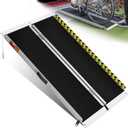 VNN Portable Wheelchair Ramp 4FT, Non-Slip Aluminum Door Threshold Ramps for Wheelchairs for Home, Handicap Wheelchair Ramps for Home Steps, Aluminum Threshold Ramps for Home, Doorways (4FT (Usable height 4-12 inch))