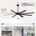 72'' Large Ceiling Fans with Lights, Modern Black Ceiling Fan Remote/APP Control, Dimmable, Quiet DC Motor Big Ceiling Fan for Indoor/Covered Outdoor