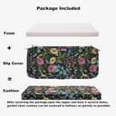 FUNHOME Outdoor Bench Cushion 42 x 18 Inch, Water-Repellent Patio Furniture Cushion, Patio Loveseat Cushion with Handle and Straps, Garden Sofa Settee Couch Swing Pads 1 Pack, Black Flower Butterfly