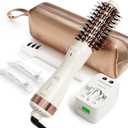 1.5 Inch Barrel (2.8 Plus Bristles) Dual Voltage(110~250V) Round Brush Blow Dryer, Hair Dryer Brush with European Plug Adapter, 4-in-1 Negative Ionic One Step Volumizer Dryer