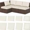 8Pcs Stretch Patio Cushion Covers, Outdoor Couch & Sofa Replacement Slipcovers for Patio Furniture Cushion Covers, Washable Reusable Furniture Protector, Square-Large + Rectangle, Beige