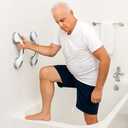 2 Pack Grab Bars for Bathtubs and Showers - 12 Inch Suction Grab Bars for Shower, Removable Handrails, Shower Handles for Elderly Suction and Seniors Safety Grip No Drilling Waterproof, Grey