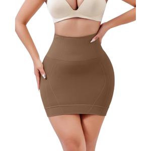 Slip Dress for Women Seamless half slip with non slip strip Shapewear Dress Under Dress Tummy Control Slip Dress (Beige, L)
