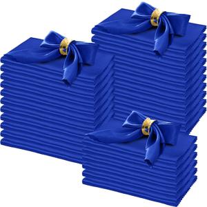 Horbaunal 100 Pack Satin Napkins 17" x 17" Square Dinner Napkins with Floral Edges, Soft Cloth Napkins for Parties, Weddings, Events, Royal Blue