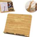 GCFTIFF Recipe Book Holder,Cookbook Stand Wood Cookbook Holder for Kitchen, Adjustable Angle and Page Paper Clips,Magazine Holder for Desk, Laptop Stand, Tabletop Easel (Wood, S(11'' x 7.9''))