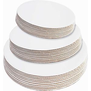 ONE MORE 18-Pack White Cake Board Rounds,Circle Cardboard Round Base 6,8 and 10 inch, Disposable Coated Cake Plate 6 of Each Size,Pack of 18