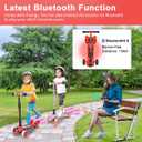3 Wheel Scooter for Kids, Toddler Scooter with Bluetooth Music Speaker Steam Sprayer LED Lights Aluminum Alloy T-Bar, Folding Kick Scooters for Boys Girls Ages 3-10
