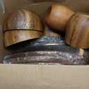 Maxdot 16 Pcs Acacia Wood Dinnerware Set, Round Wooden Plates,Solid Wooden Bowls and Tea Cups, Acacia Wood Tableware Supplies, Easy Cleaning & Lightweight for Dishes Snack, Dessert, Set for 4