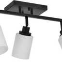 3-Lights Track Lighting Kit, Black Directional Ceiling Light Fixtures with Opal White Glass, Wall Mounted Spotlight for Kitchen Hallway