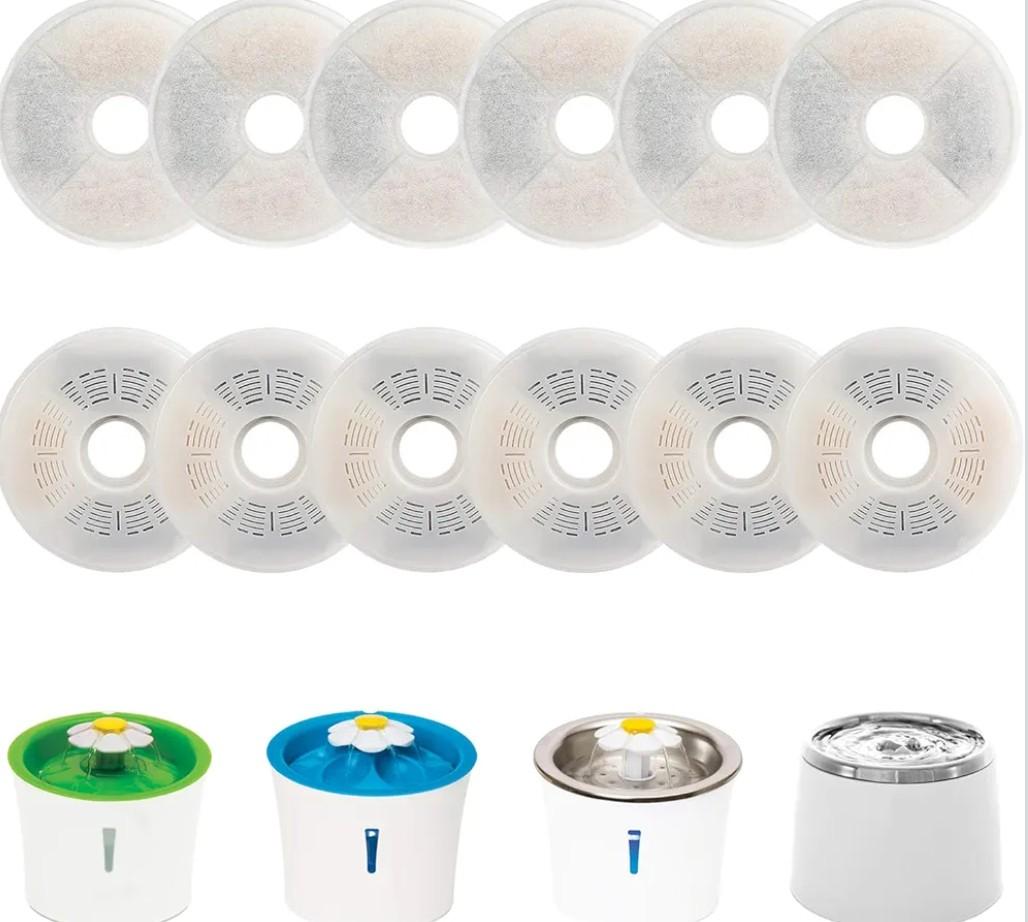 8 Pack Cat Water Fountain Filters for Catit, Triple Action Replacement Filters for Catit Flower Fountain and Catit Stainless Steel Fountain