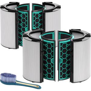 Leemone 2 Pack TP04 HP04 DP04 Filter Replacement Compatible with Dyson TP04 HP04 DP04 TP05 DP05 Air Purifier, 360 Combi Glass Filter & Activated Carbon Filter, Black