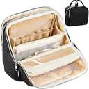 JOYYTUU Makeup Bag, Large Capacity with Room for Brushes and Mirror, Travel Makeup Organizer, Portable Standing Make Up Case, Waterproof Cosmetic Toiletry Bags with Handle, Color Black
