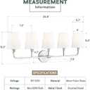 Bathroom Light Fixtures, 5 Light Brushed Nickel Vanity Lights with Flared White Fabric Shade, 35 Inch Wall Sconce, Modern Sconces Wall Lighting for Hallway Bedroom, VL837-BN-5