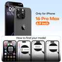 2 x TAURI for iPhone 16 Pro Max Case, Upgrade Full Camera Protection, Camera Control, Compatible with Magsafe, Minimalist Slimmer Magnetic Phone Case for iPhone 16 Pro Max, Black