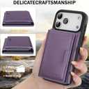 for iPhone 17 pro max Wallet Case, 2-in-1 Detachable Phone Case, Card Holder RFID Blocking, Fashionable Faux Leather Card Slot & Folding Design (Purple)