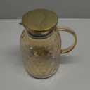 64 oz Amber Glass Pitcher with Lid and Spout Borosilicate Water Pitcher Bedside Water Carafe Vintage Glass Jug for Juice Coffee Iced Tea Hot Cold Beverage Lemonade Fridge 1.8L