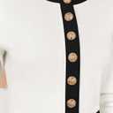 ZESICA Women's Fall Long Sleeve Bodycon Sweater Dress Crewneck Button Knit Color Block Party Mini Dresses (White, M)