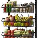 DGSANDGO 4-Tier Slim Rolling Storage Cart, Narrow Kitchen Cart with Lockable Wheels & Water-Resistant Wooden Tabletop, Small Space Utility Cart for Kitchen/Bathroom/Living Room/Laundry Room