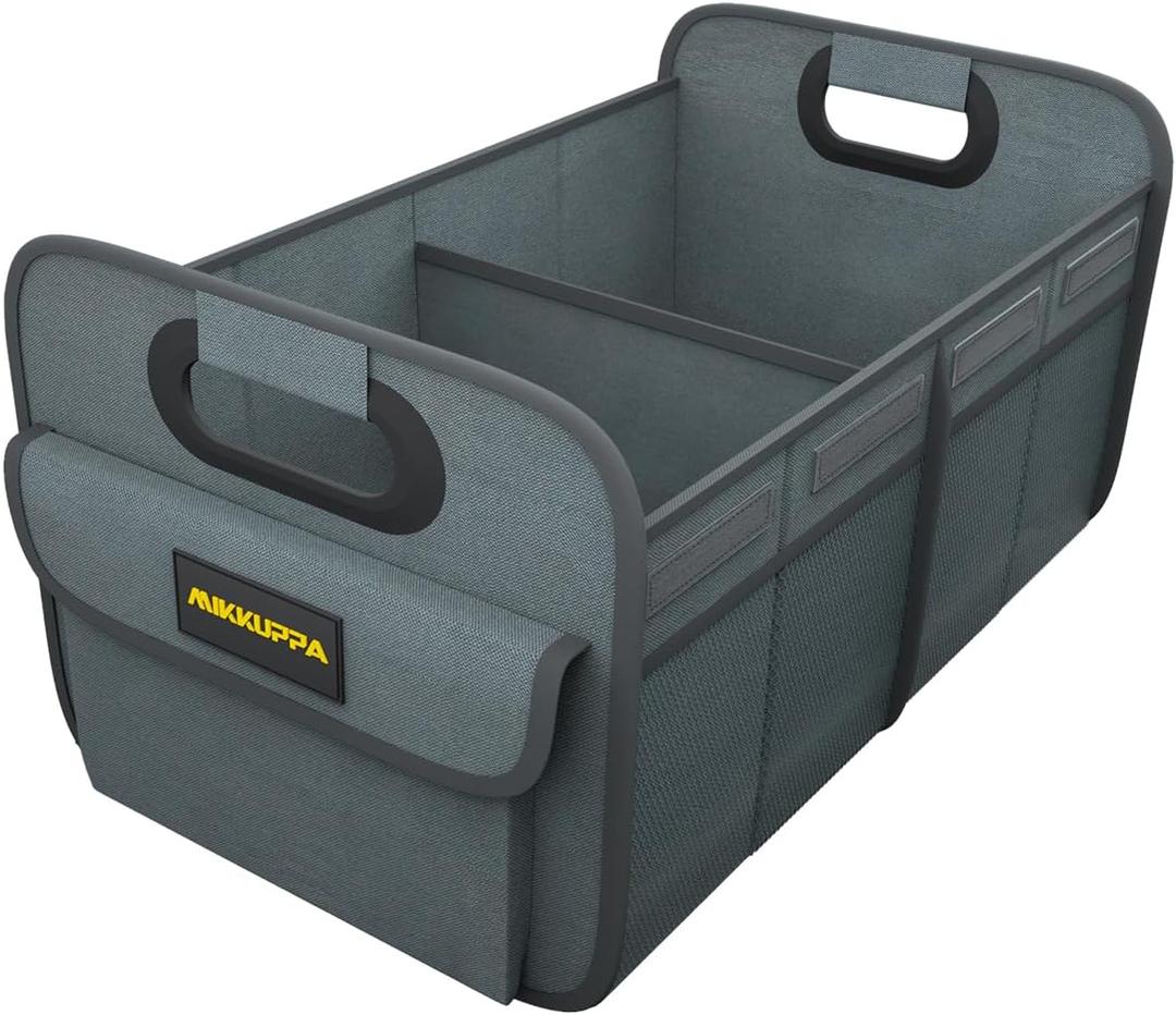 MIKKUPPA Car Trunk Organizer - 70L Collapsible Trunk Organizer for Groceries, Car Storage Organizers for SUV Auto Truck Van with Non Slip Bottom (Gray) (Medium)