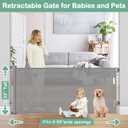 55 Inch Retractable Dog Gate Outdoor Scratch-Resistant Mesh Baby Gate for Stairs Retractable Baby Gates for Doorways Anti-Climb Outdoor Dog Gates for Decks Keep Kid/Pet away from Dangerous Place, Gray
