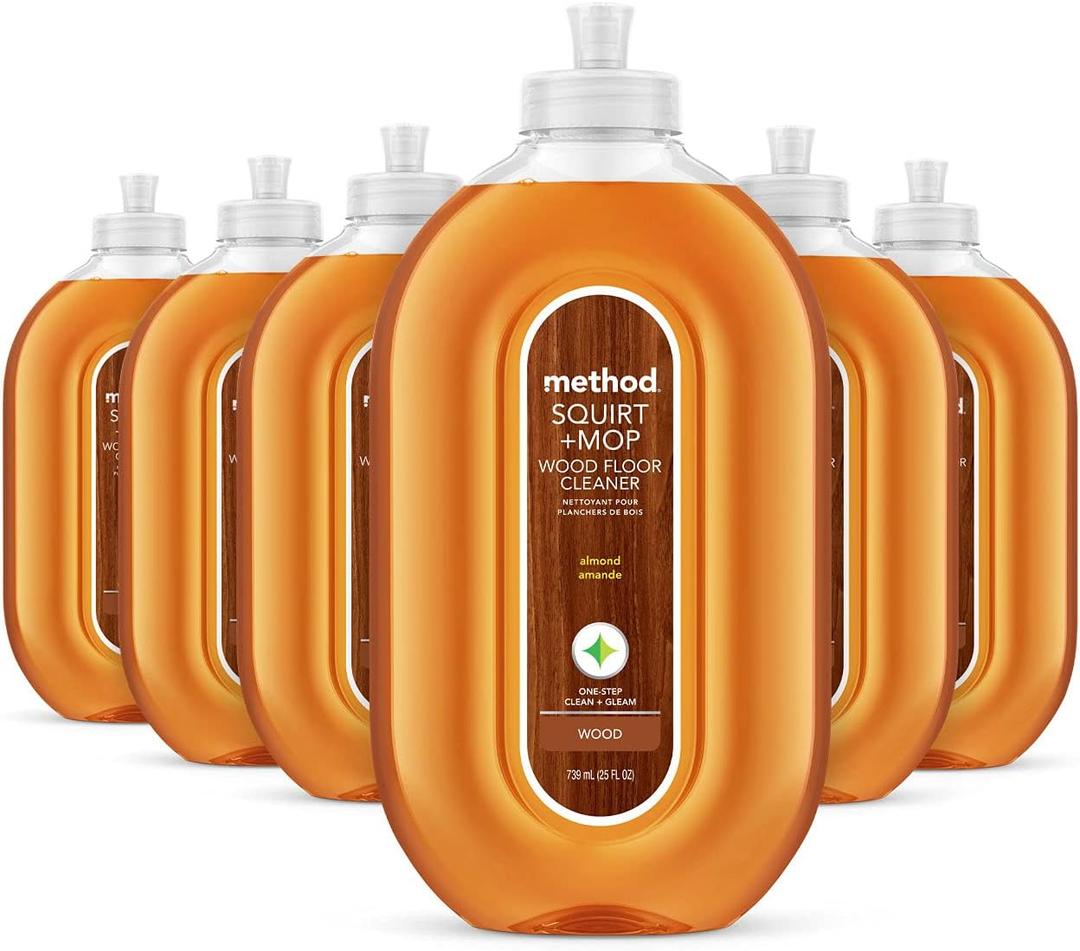 Method Hardwood Floor Cleaner, Squirt + Mop Design, Use as Laminate or Sealed Wood Floor Cleaner, Almond Scent, 25 Fl Oz, 6 Pack
